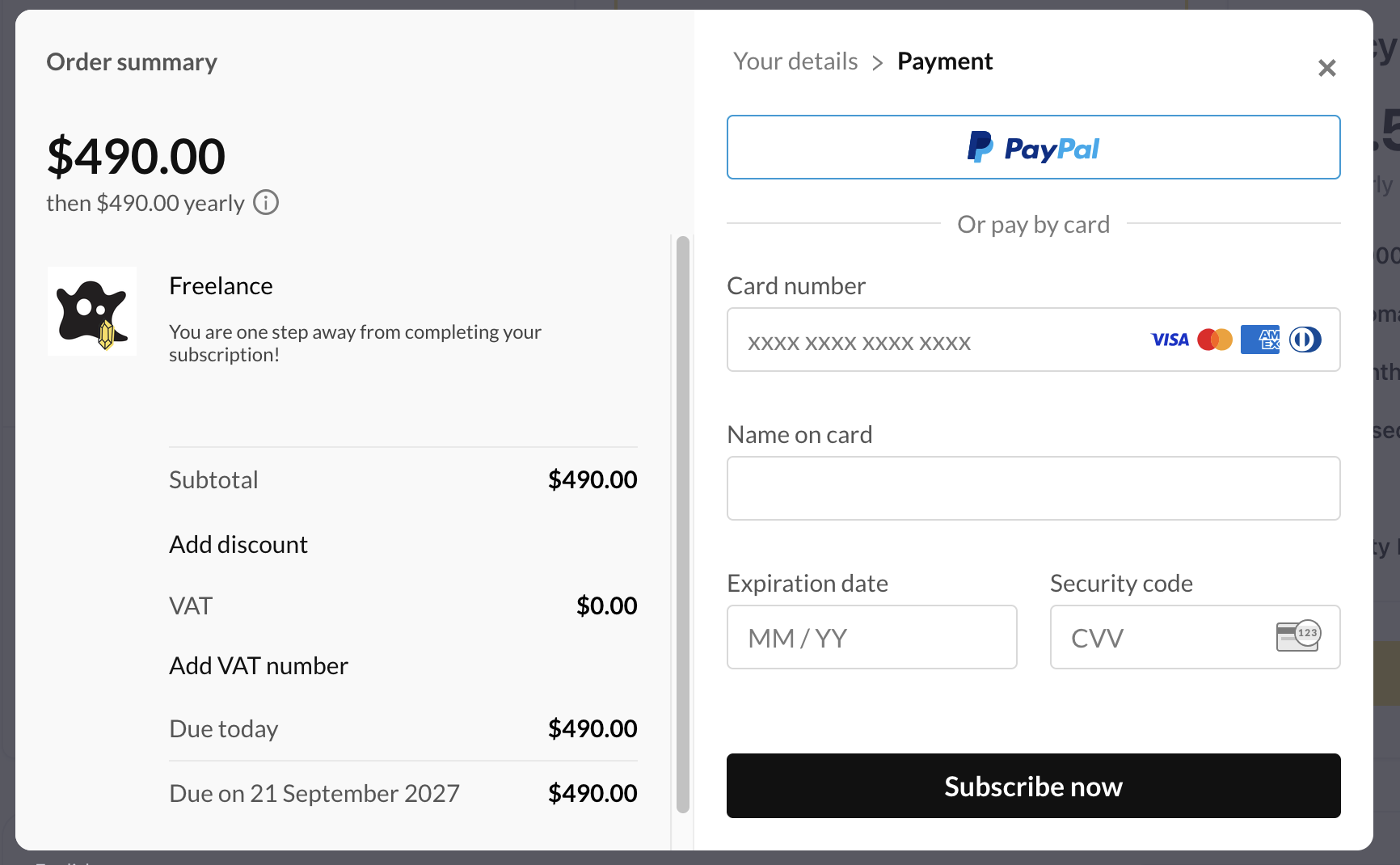 Add VAT number during checkout