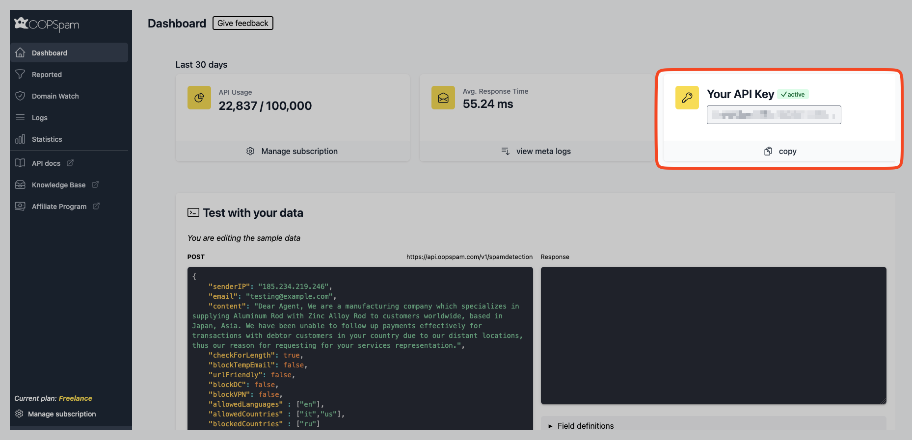 Your API key
