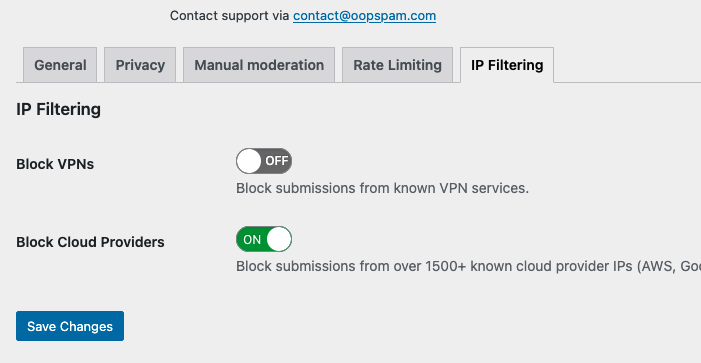 IP Filtering Settings