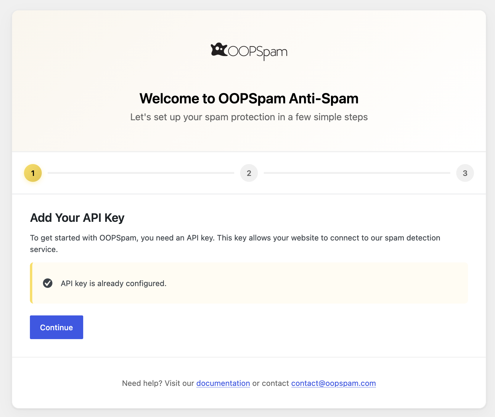 Setup Wizard Step 1 - API Key